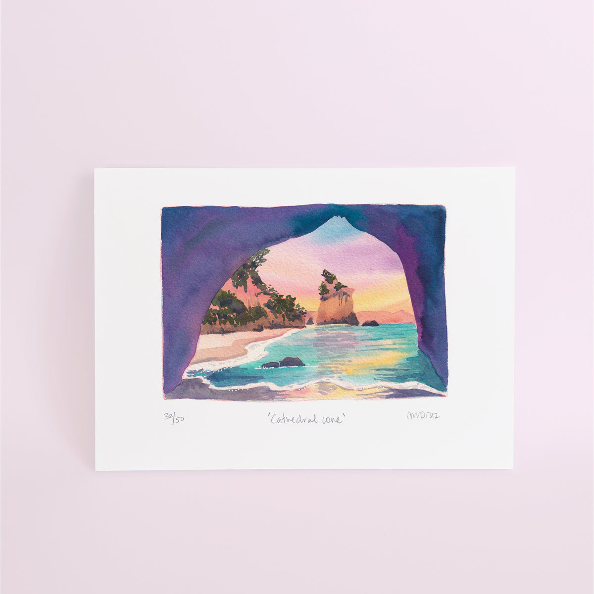 Cathedral Cove Watercolour art print
