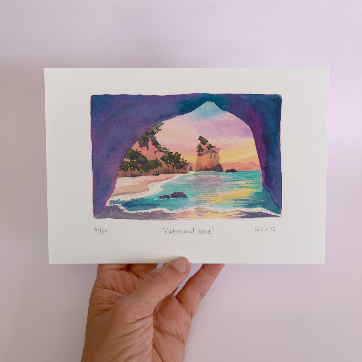 Cathedral Cove Watercolour art print