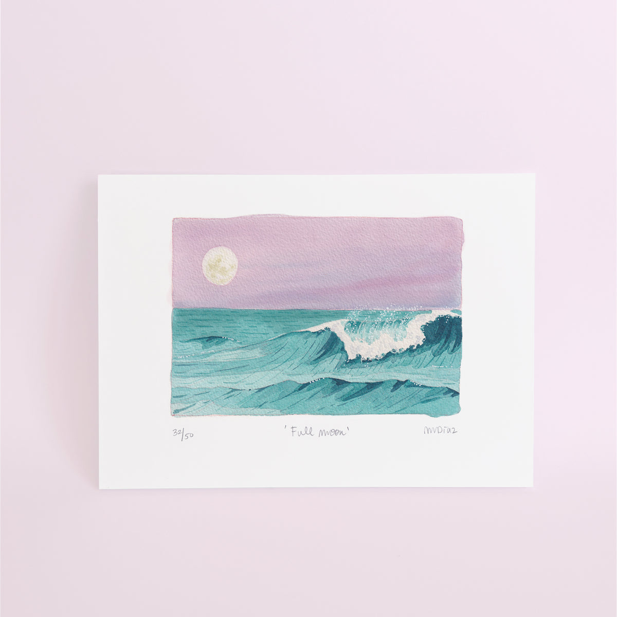 Full moon Watercolour art print