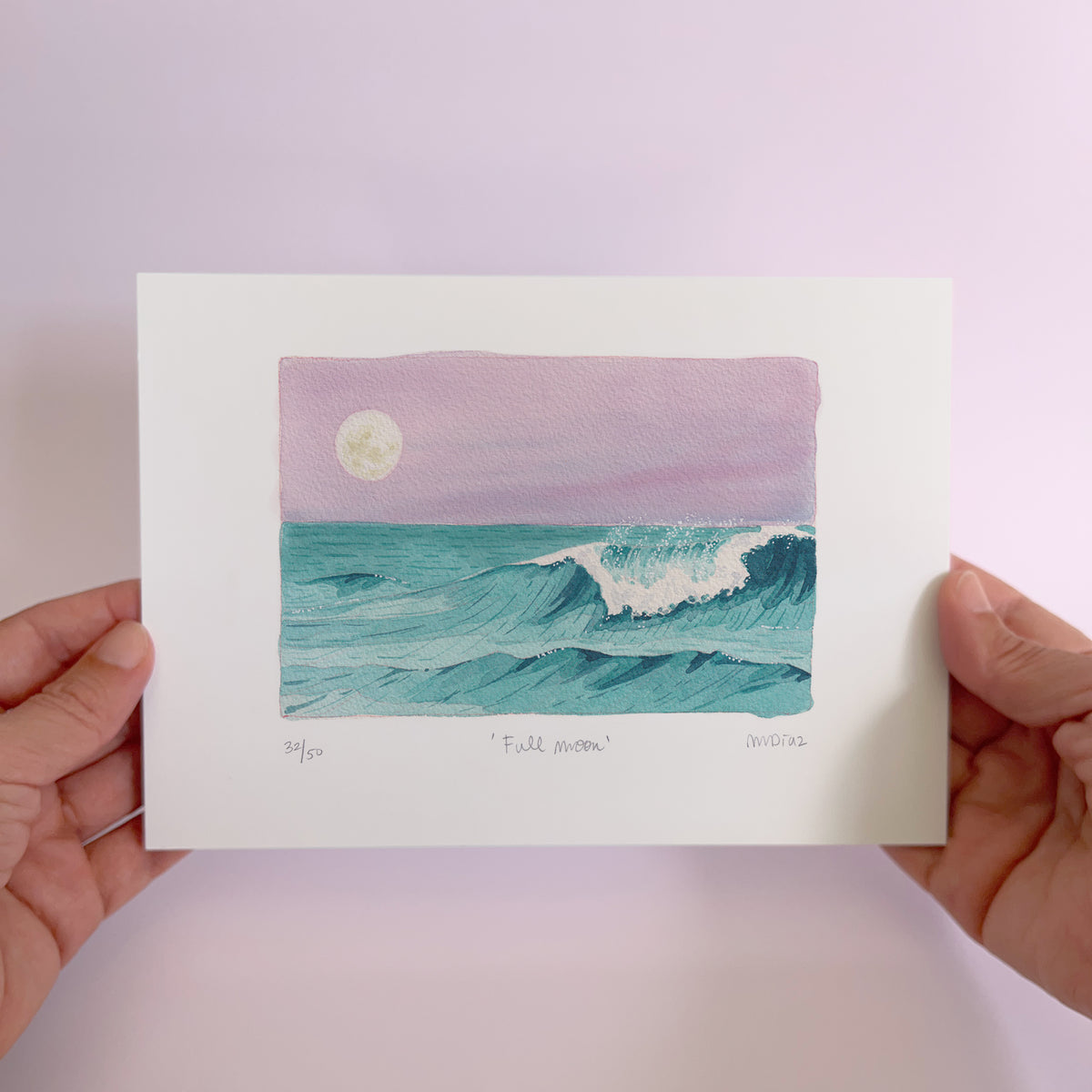 Full moon Watercolour art print