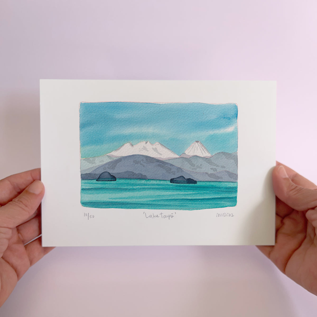 Lake Taupō Watercolour art print