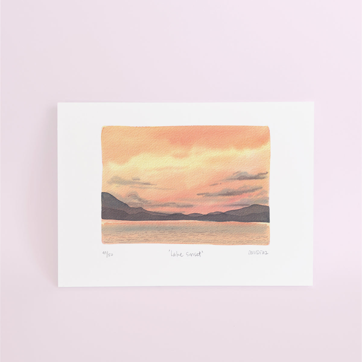 Lake Sunset Watercolour art print