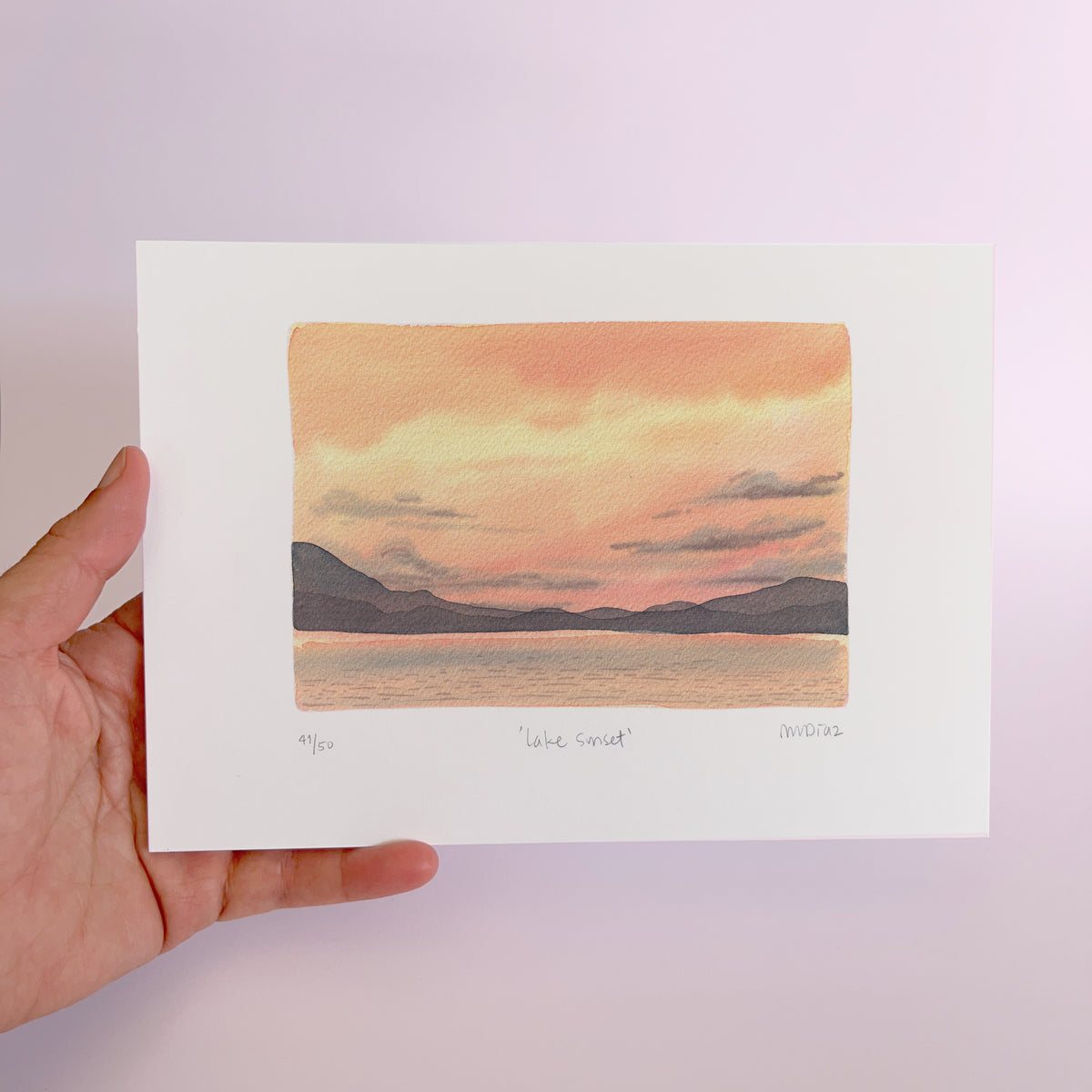 Lake Sunset Watercolour art print