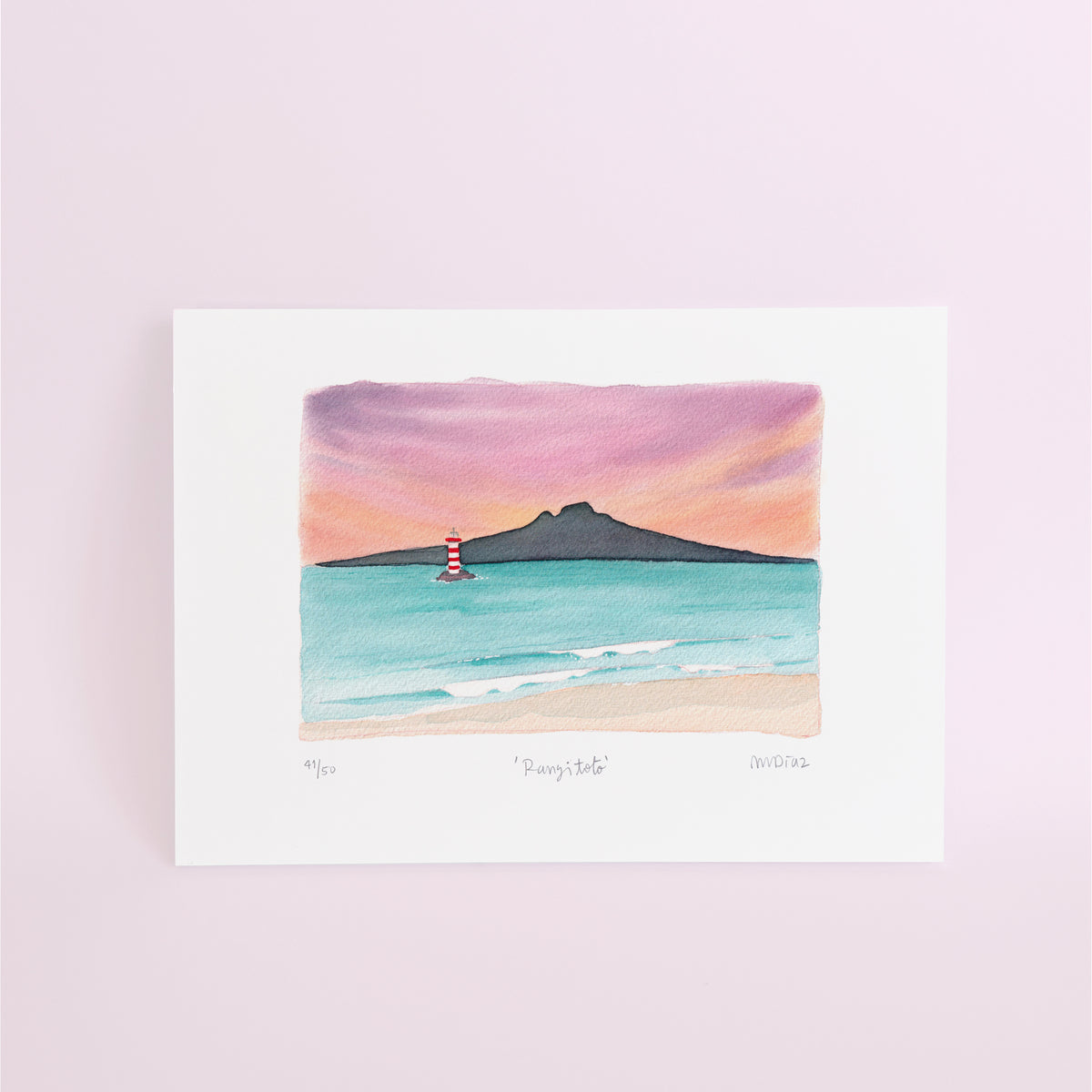 Rangitoto Watercolour art print