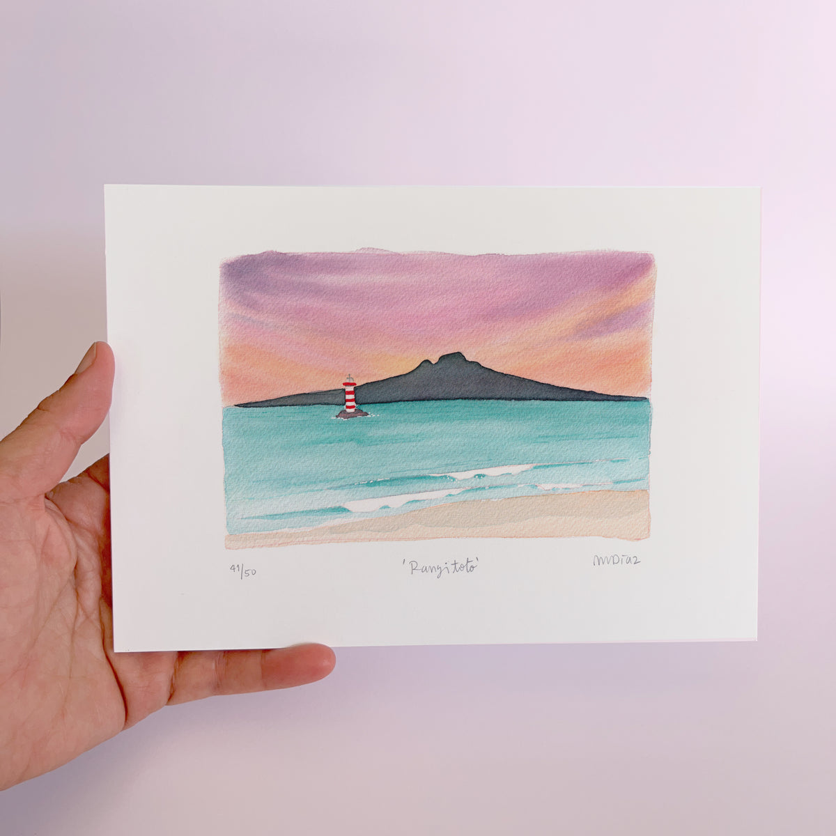 Rangitoto Watercolour art print