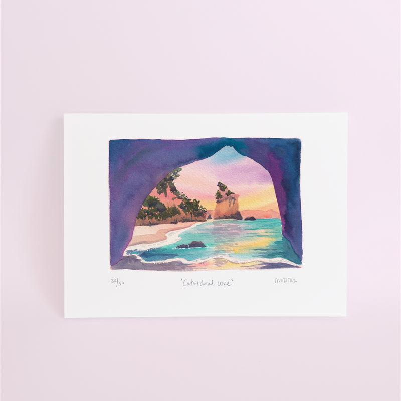 Cathedral Cove Watercolour art print