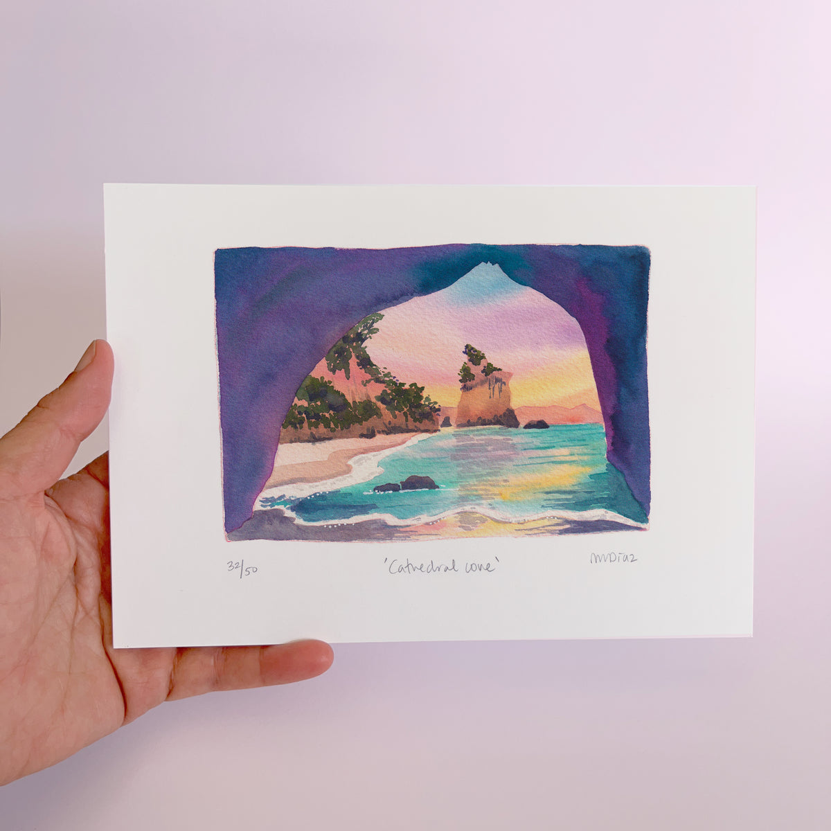 Cathedral Cove Watercolour art print