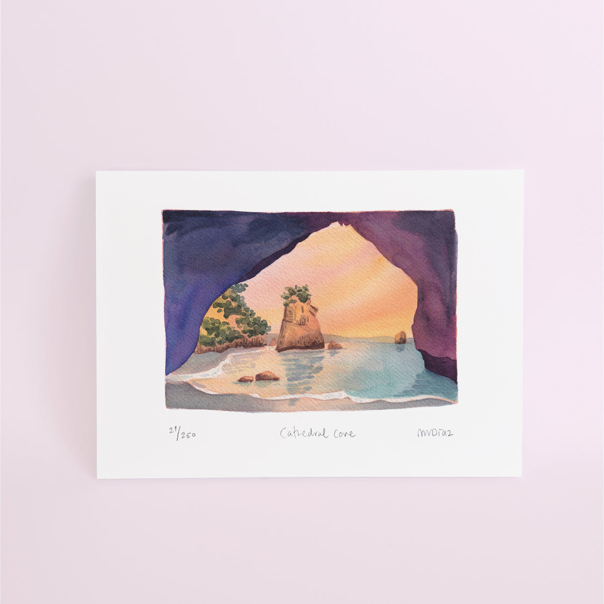 Cathedral Cove Watercolour art print