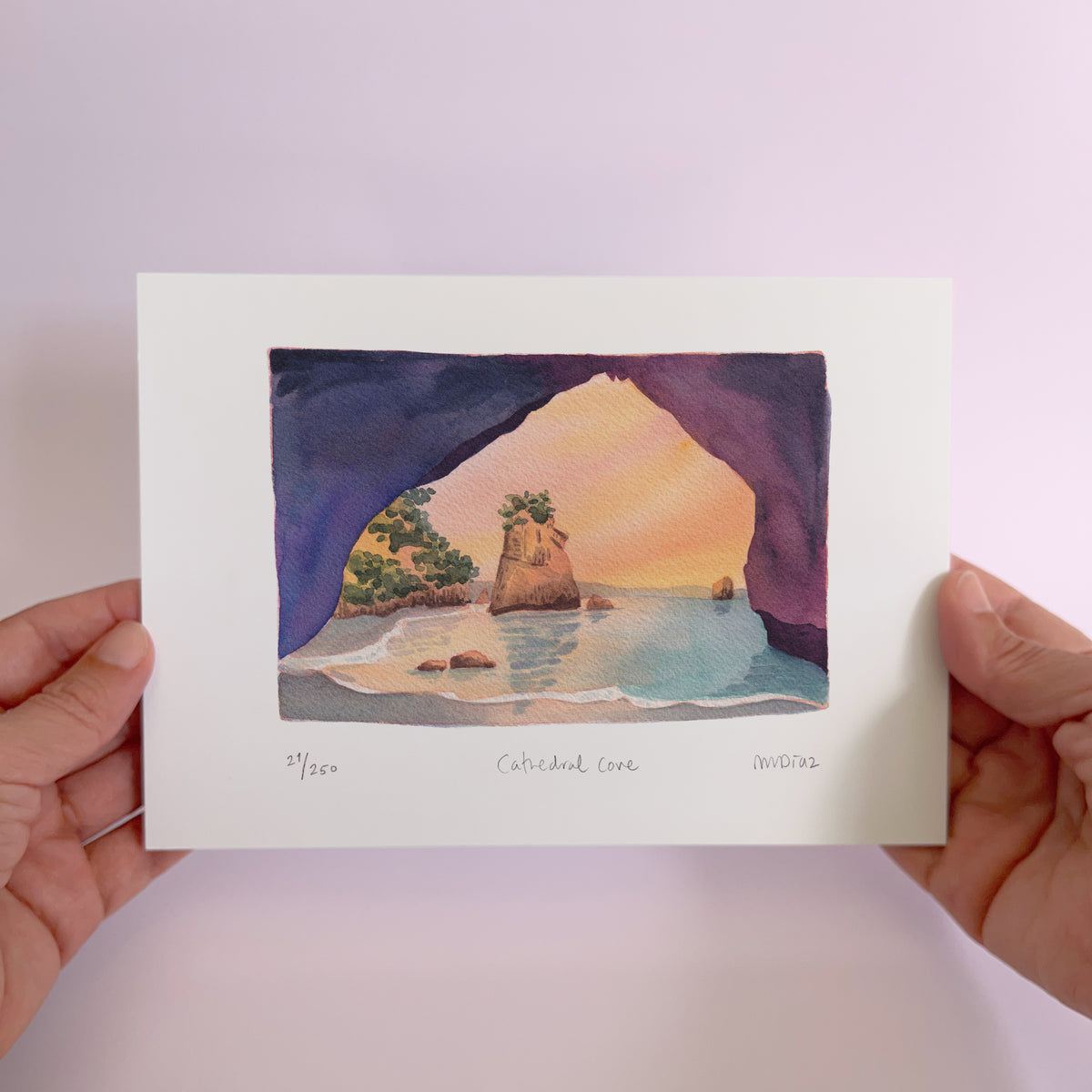 Cathedral Cove Watercolour art print