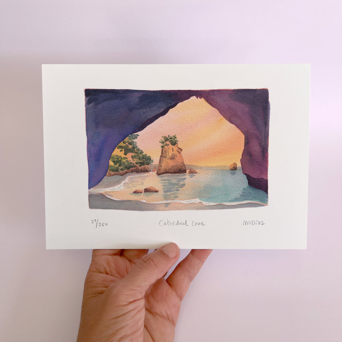 Cathedral Cove Watercolour art print