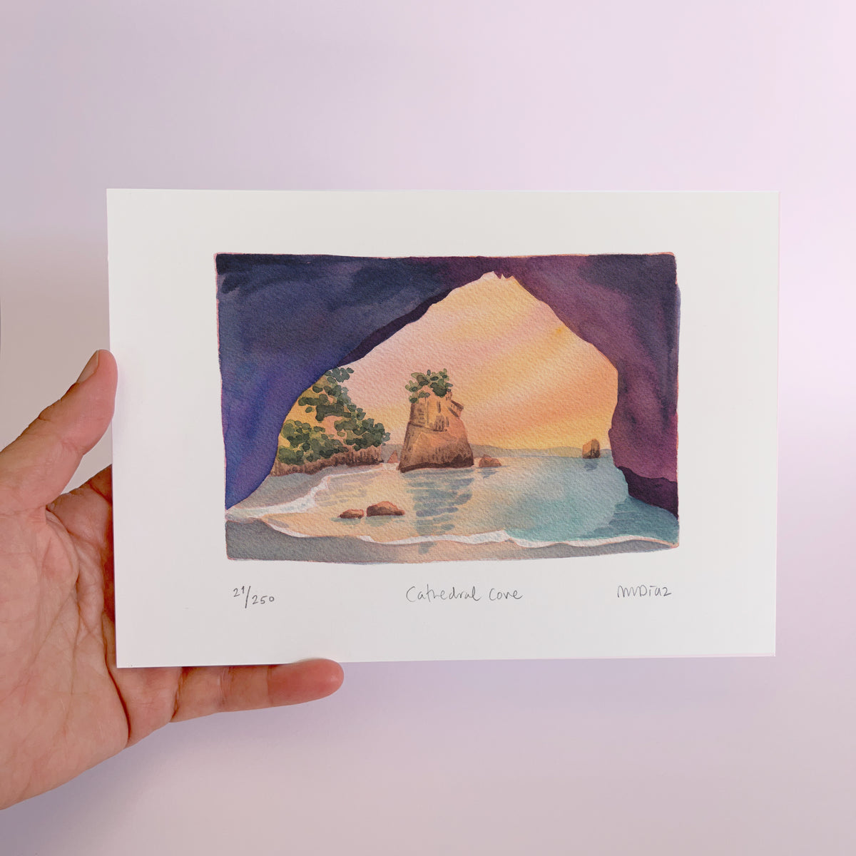 Cathedral Cove Watercolour art print