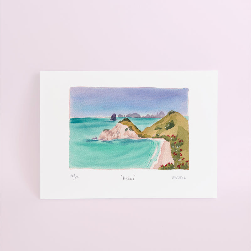 Hahei Watercolour art print