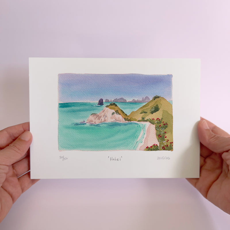 Hahei Watercolour art print
