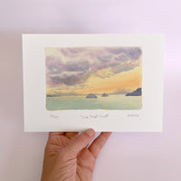 Lake Taupo Sunset Watercolour art print
