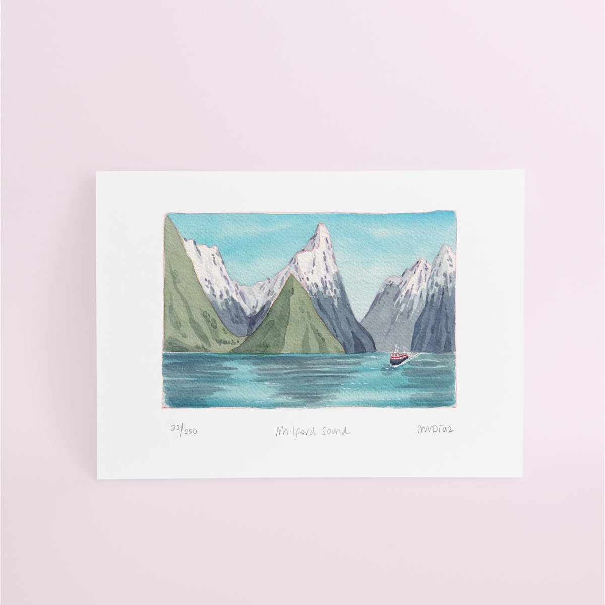 Milford Sound Watercolour art print