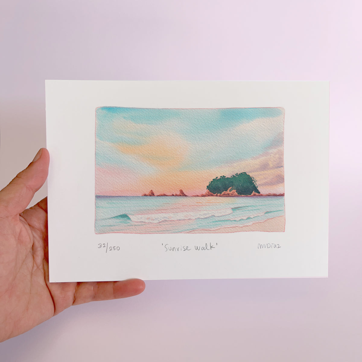 Sunrise Walk Watercolour art print