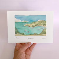 Waiheke island watercolor art landscape