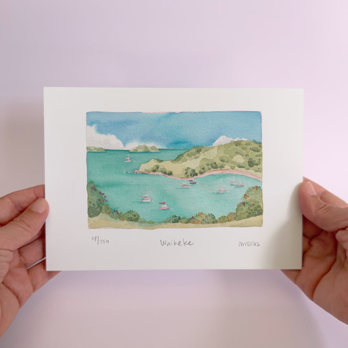 Waiheke island art watercolor landscape art 