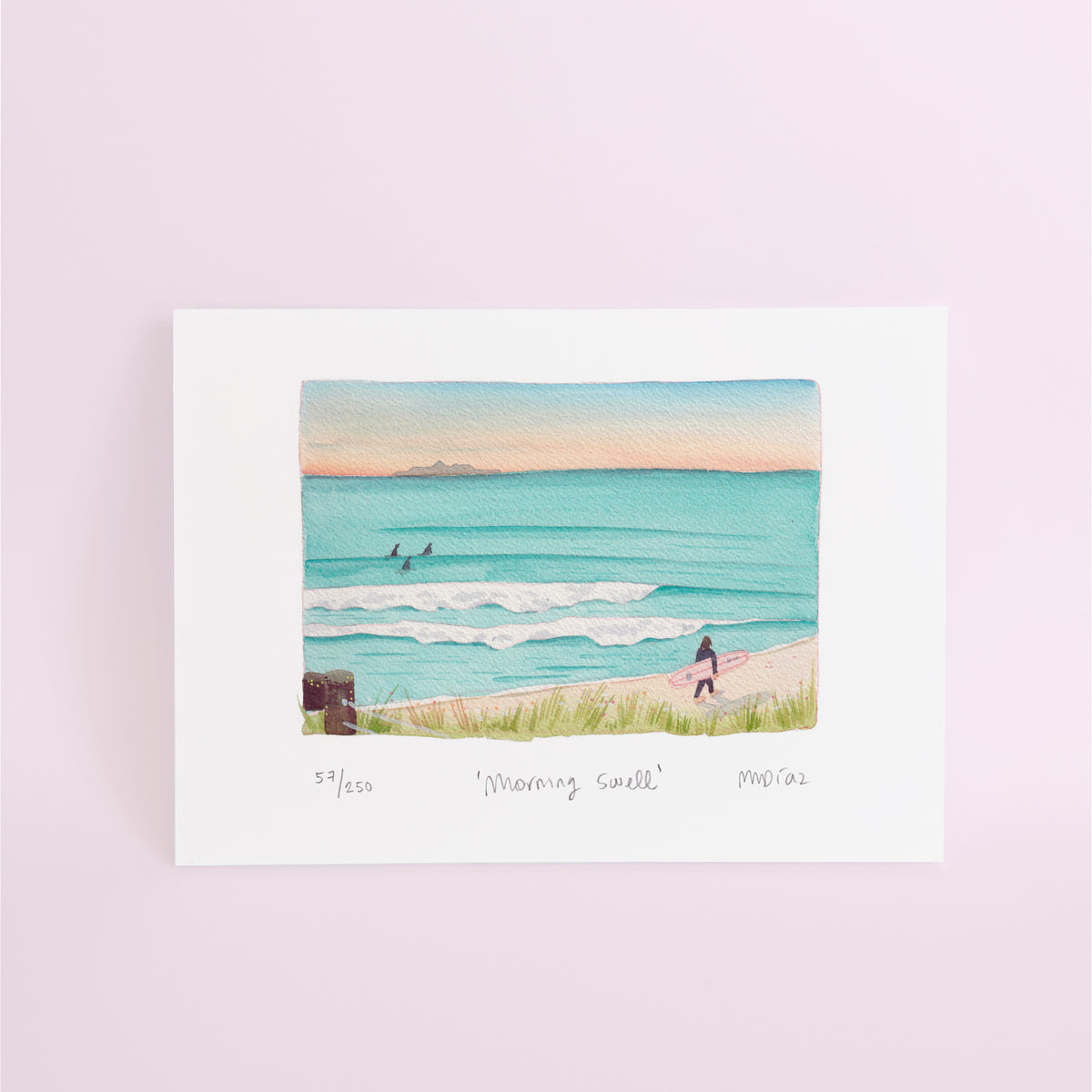Morning swell Watercolour art print