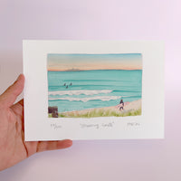 Morning swell Watercolour art print