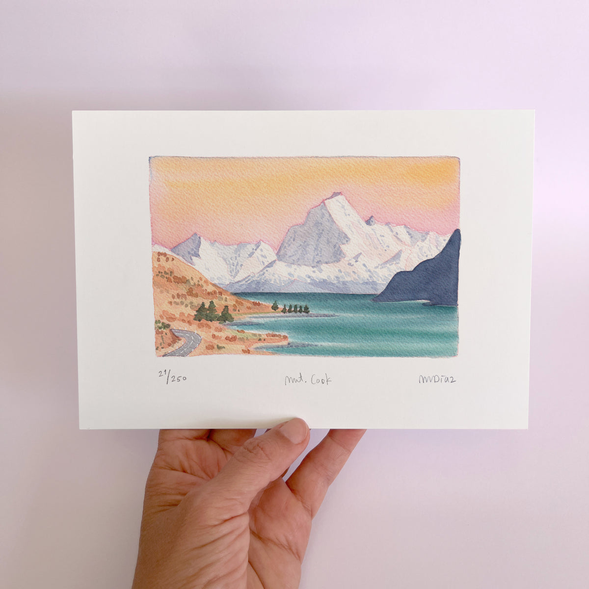 Mt. Cook (Aoraki) Watercolour art print